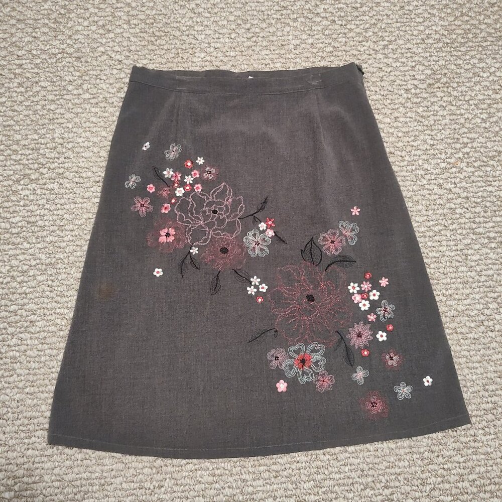 JMarco Skirt with Embroidered Floral Design